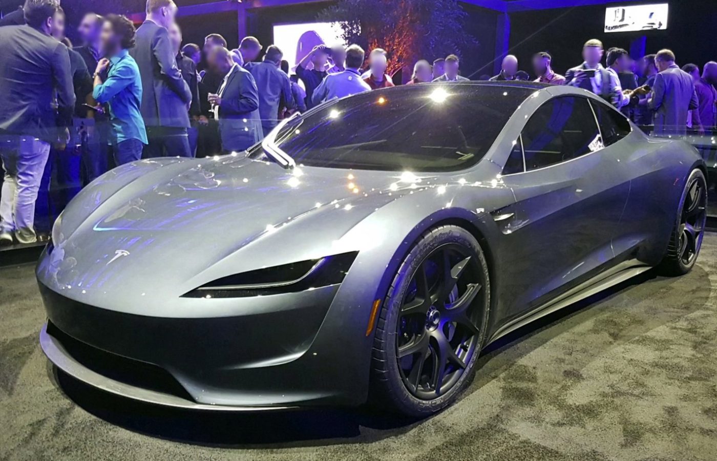 White Tesla Roadster second-generation prototype parked outdoors